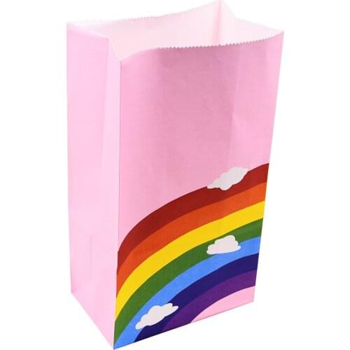 5-10pcs Paper Bread Toast Cookie Bags Dot Chevron Rainbow Packing Bag Baking Takeaway Food Package Candy Cake Party Supplies