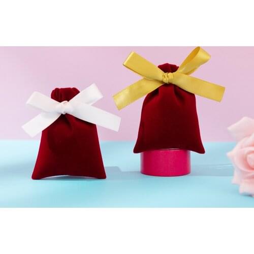 50 Thick Velvet Jewelry Packaging Bags Custom Small Pouches with Ribbon Chic Wedding Favor Pouch Sachet Cosmetic Gift Pouches