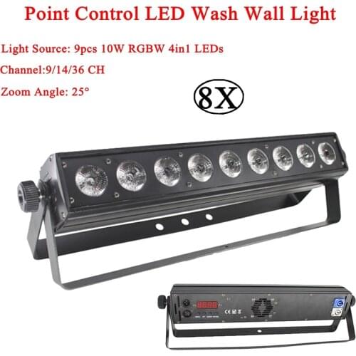 8Pcs/Lot Point Control LED Wall Wash 9x10W RGBW 4in1 Lighting Good For DJ Disco Party Dance Floor Nightclub Bar And Wedding Lamp