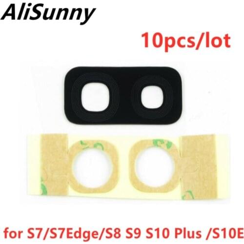 AliSunny 10pcs Back Camera Glass Lens for Samsung Galaxy S9 S8 S10 Plus S10E S7 Edge Note 8 9 Rear Frame Cover 3M Sticker