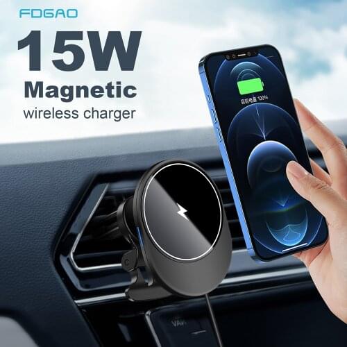 Automatic Magnetic Wireless Car Charger Air Vent Mount For Magsafe iPhone 12 Mini 12 Pro Max 15W Fast Charging Car Phone Holder