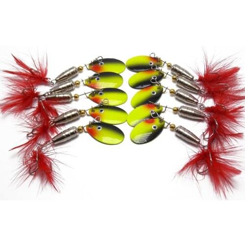 CATCHSIF 10pcs Colorful 3D Inline Spinner baits 6g Hard Fishing lures Rotating blades attracting bass fish attention
