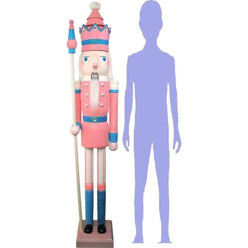 CDL 4feet/120cm/4ft/4foot Life Size large/Giant Pastel Pink Glitter Christmas Wooden Nutcracker King & Soldier Ornament Doll K36