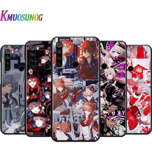 Anime Genshin darbe For Xiaomi Redmi Note 4 4X 5 5A 6 7 8 8T 9S/T 10 10S 5G Global version Por Max Black Silicone Phone Case