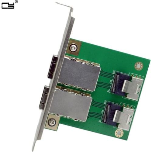 Dual Ports Mini SAS SFF-8088 To SAS 36Pin SFF-8087 PCBA Female Adapter With PCI Bracket