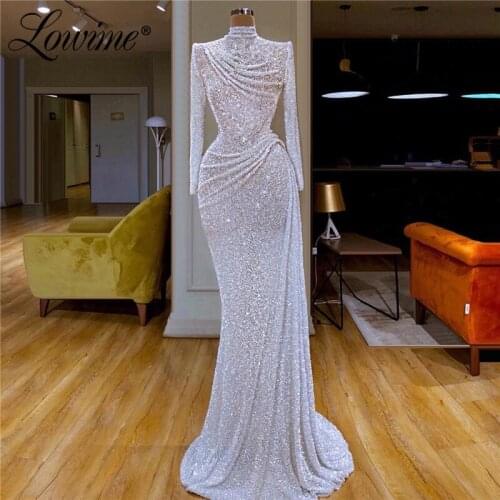 Elegant Formal Evening Dress Pleats High Neck Long Arabic Middle East Dresses Celebrity Prom Dress Dubai Kaftans Abendkleider