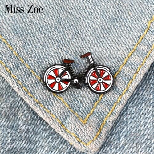 Red Bike Enamel Pin Cartoon bicycle badge brooch Lapel pin Denim Jeans bag Shirt Collar Cool Jewelry Gift for Kids Friends