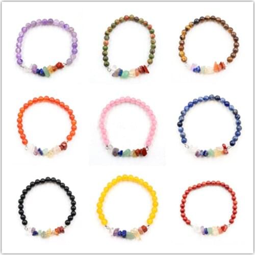 FYJS Unique Colorful Small Stones Connect 6 mm Amethysts Round Beads Stretchy Bracelet Rose Pink Quartz Jewelry