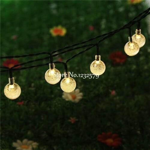 Solar Powered Led Outdoor String Lights 5M 20LEDs Crystal Ball Globe Fairy Strip Lights for Outside Garden Patio Party Christmas