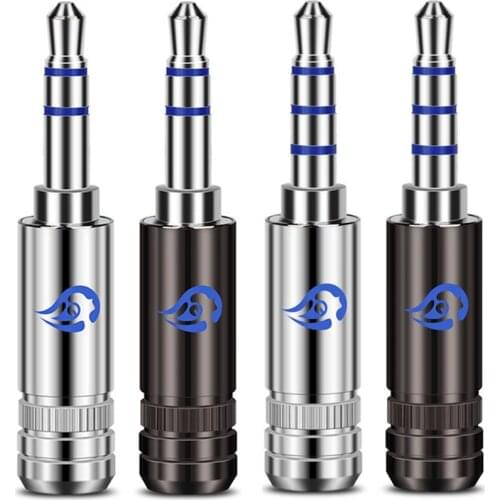 Hifi Audio Jack 3.5mm Male 3/4 Pole Stereo Earphone Plug Tellurium Copper Rhodium Plated 3.5 Headphone Metal Adapter