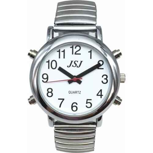 Spanish Talking Watch with Alarm, White Dial, Only One button, Expansion Band