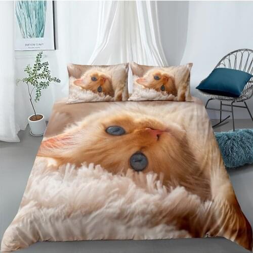 3D Duvet Cover Sets Bedding Set Comforter Covers Pillow Case 173*230 230*230 265*230 180*210 Animal Cat Custom Design Bed Linens