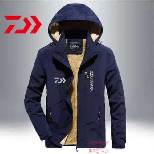 2021 Daiwa Mens Fishing Jacket Winter Plush Thickening Coat Outdoor Sport Mountaineering Ski Fishing Jacket Fishing Clothing