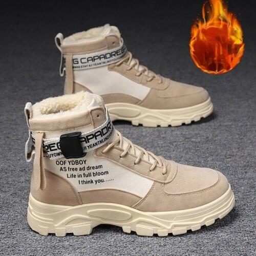 Martin Boots Mens 2021 Winter New Retro Leather Boots Casual Tooling Boots High-top Mens Shoes Warm Cotton Shoes Boots