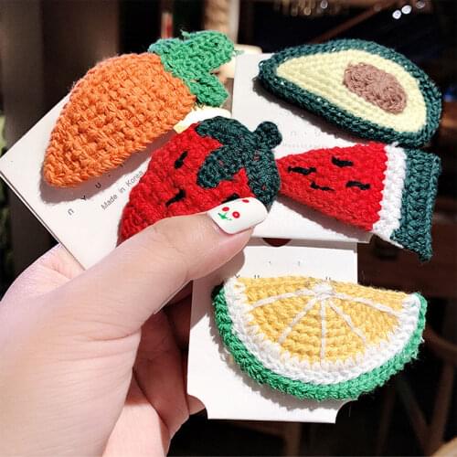 Winter New Cute Fruit Hairpins Kids Wool Knitted Top Clip Hair Clips Lovely Simple Design Hairgrip Headwear Hair Accessories