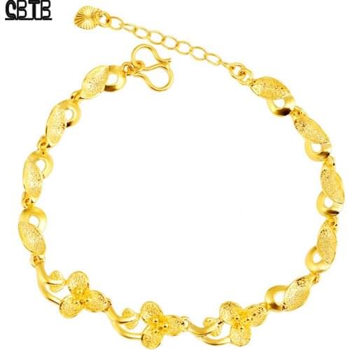 New Fashion Womens Flower Charm Bracelet Middle East Wedding Bride Gold Luxury Jewelry Accessories Gift Wholesale