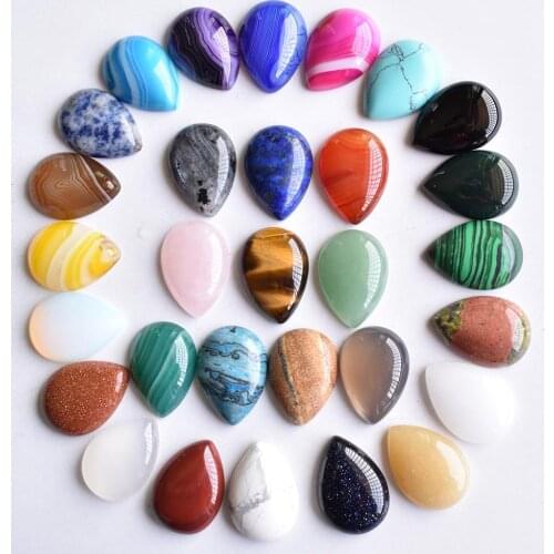 Wholesale 30pcs/lot 25x18x6mm assorted natural stone teardrop CAB CABOCHON beads for DIY jewelry accessories Free shipping
