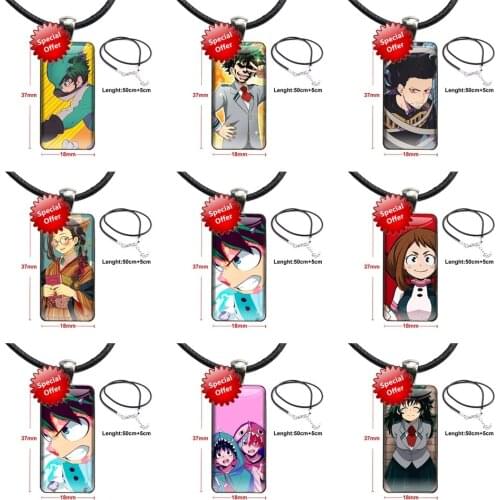 My Hero College For Men Women Party Gift Steel Color Glass Cabochon With Rectangle Shaped Pendant Choker Necklace Extreme