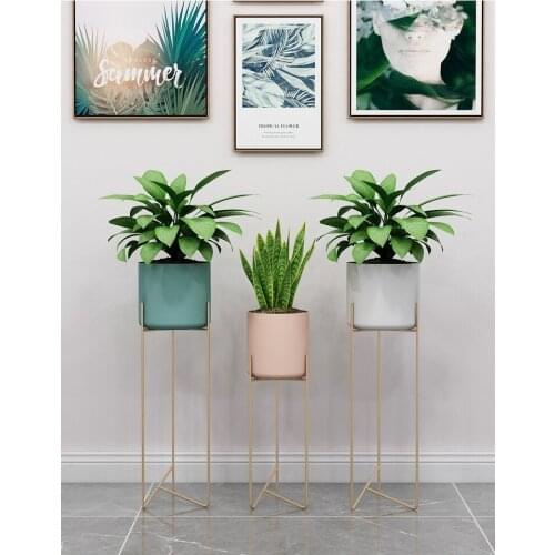 Nordic Flower Stand Floor Type Simple Modern Light Luxury Indoor Living Room Green Radish Plant Iron Balcony Flower Pot Rack