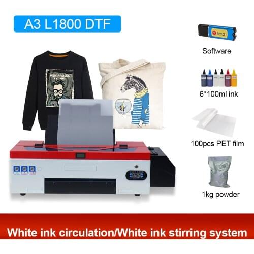 A3 L1800 Epson DTF Printer for Hoodies Jeans Shoes Heat Transfer Film DTF Printer for Direct Transfer T-Shirt Printing Machine