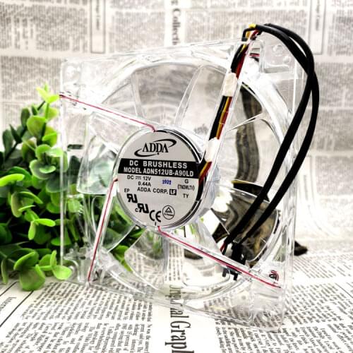 For Adda ADN512UB-A90LD 13525 135mm DC 12V 0.44A Transparent LED Light Cooling Fan cpu chassis