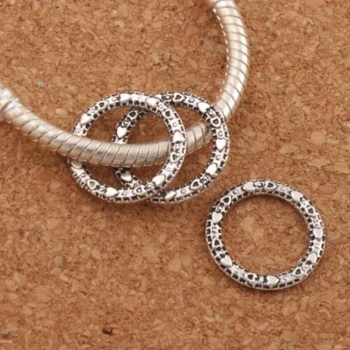 Heart Curved Rondelle Big Hole Beads 14.3x14.3mm 100PCS Zinc Alloy Spacers Jewelry Findings L760