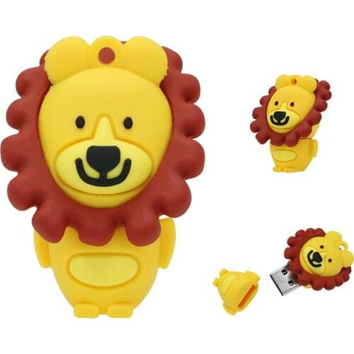 Silicone Lion U disk USB Flash Drive Pendrive 4 gb 8GB 16GB 32GB 64gb 128gb 256 gb Pen drive Memory Stick mini usb 128 gb Gift