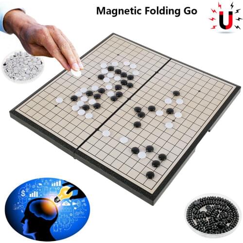 Folding Table Magnetic Go Chess Set Portable Black White Chessman Chess Set for Children Puzzle Chess Board Game Toys Gift
