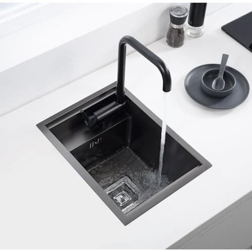 Hidden black kitchen sink Single bowl rectangular bar sink stainless steel kitchen sink balcony sink concealed kitchen basin