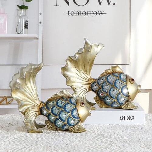 Fish Statue Home Office Desktop Decoration Accessories Resin Ornments Business Gift Crafts Sculpture Animal Decor Supplies Toy