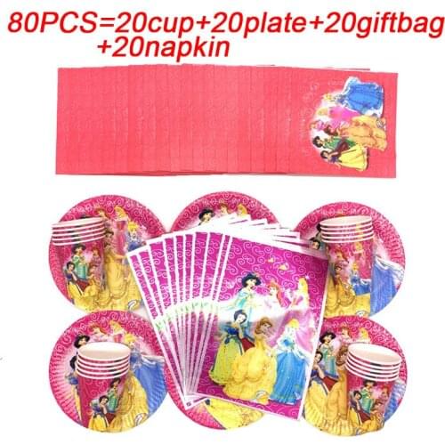 Disney Princess Party Decorations Plates Cups Tableware Baby Shower Birthday Party Decorations Gift Bags For Kids Party Supplies