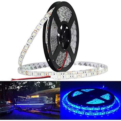 DC 12V 5M Blue LED Strip Lights Waterproof Flexible 5050 300 SMD Supply for Home and Indoor Decoration Kitchen Cabinet Lighting