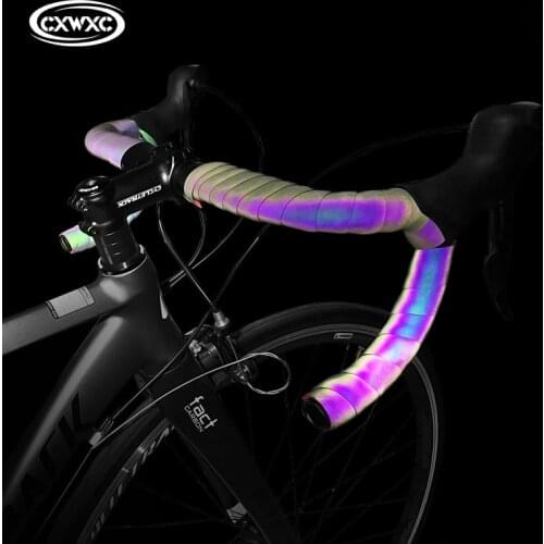 Road Bike Noctilucent Handlebar Tapes Light Reflective Dazzle Cycling Bar Tape MTB PU Leather Colorful Bicycle Fork Grip Tape
