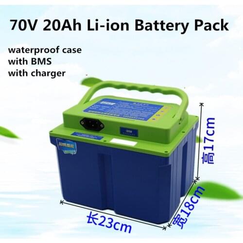 GTK high quality waterproof case Rechargeable 72V 20Ah Lithium li-ion battery pack with BMS for electric scooter +2A Charger