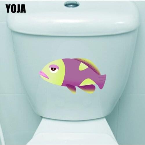 YOJA 23.4*12.6CM Thick Lipped Fish Living Room Home Decor Toilet Sticker Wall Decal T3-1047