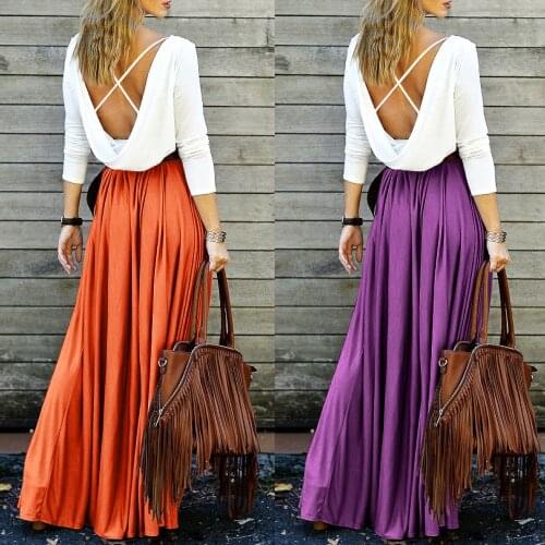 2018 Chiffon Womens Skirts Long Summer Style Women Skirt Nature Waistline A Line Floor Length Maxi Skirt Long Chiffon Blue Skirt