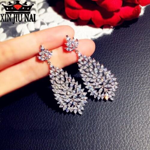 925 standard Silver Big Water Drop Bling Zircon Stone Stud Earrings for Women Korean Dreamnet Earrings Fashion Jewelry Best Gift