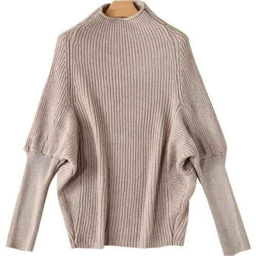 Oversized Sweater Women Turtleneck Cashmere Sweater Winter Warm Autumn Bat Sleeve Pullover Female Sweater Merino Wool Jumper