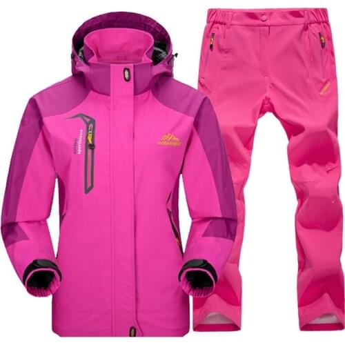 Women Spring Autumn Hiking Jackets Pants suits Female Outdoor Trekking Camping Waterproof Windproof Windbreaker Coat Sets