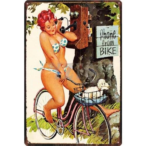 PIN UP GIRL Tin Sign Shabby Chic plaque metal vintage living Room Wall Bar Coffee Home Art Craft Decor 30X20CM DU-2642