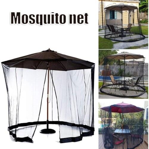 Umbrella Table Screen Outdoor Patio Anti Mosquito Pest Net Cover with Zipper & Water Tube Adjustable Mesh Canopy Curtain JS22
