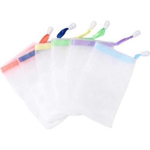 1PC Soap Foaming Net Lanyard Design Convenient Shower Soap Foaming Net Small Bubble Mesh Bag Soft Nylon Foaming Net Random Color
