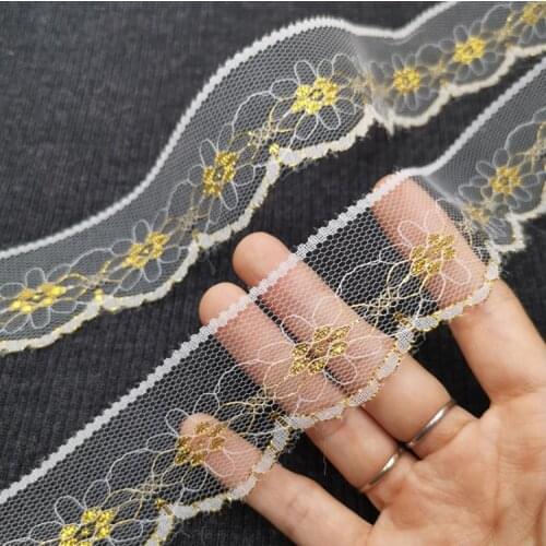10 Meters/lot Width 0.8cm Embroidered Lace Trimming Navy Blue Daisy Flower Lace Trim For Clothes Necklace Accessories