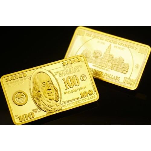 USD 100 Dollar Bullion 24k Gold Bar American Metal Coin Golden Bars USD