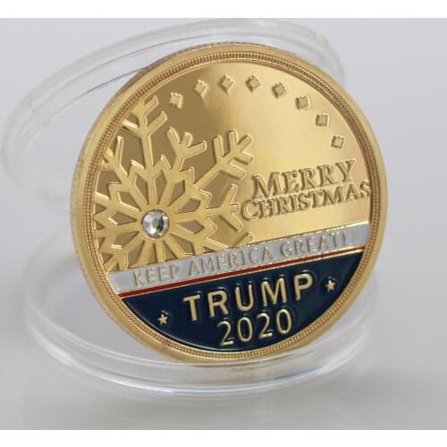 America 45th President Donald Trump Gold Plated Diamond Commemorative Coin Keep America Great Souvenir Gifts