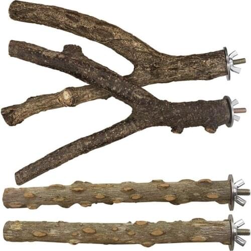 Bird Perch Parakeet Toys Parrot Stand 4 PCS Natural Wood Perch Bird Cage Accessories for Conure Supplies Budgie Platform