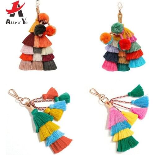 Attra-Yo 2019 New Women Bohemian Bag Tassel Accessories Lady National Style Bag Ornament Folk-custom Pompom Multi-style Pendant
