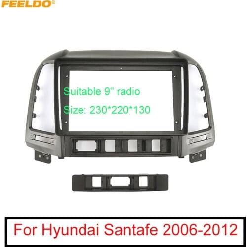 FEELDO Car Audio Stereo 2DIN Fascia Frame Adapter For Hyundai Santafe 9" Big Screen DVD Player Dash Fitting Panel Frame Kit