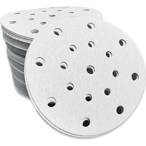 White 6 "17 hole dry sanding paper auto putty sanding disc FESTO polisher disc flocking self-adhesive