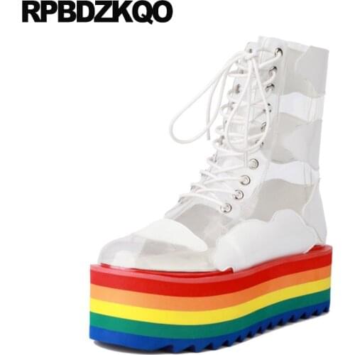 Sandals 12 44 Ankle Women Clear Harajuku Transparent Big Size White Platform Boots Booties Pvc New 13 45 Flatform Rainbow Shoes
